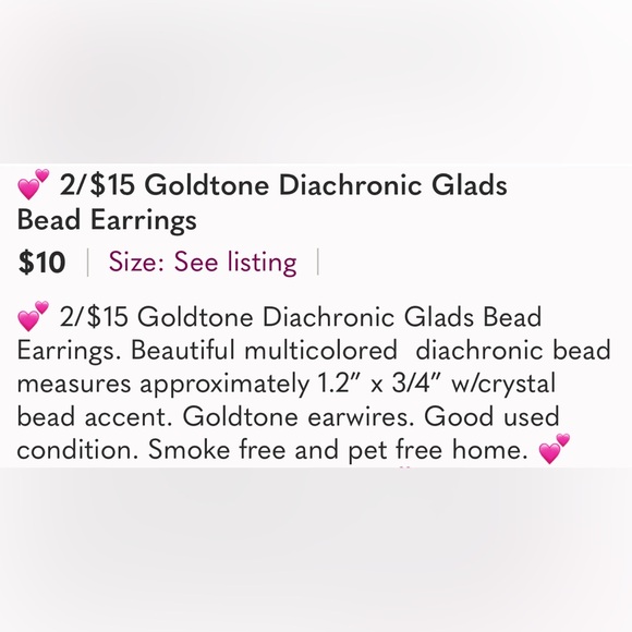 💕 2/$15 Goldtone Diachronic Glads Bead Earrings - Picture 4 of 4